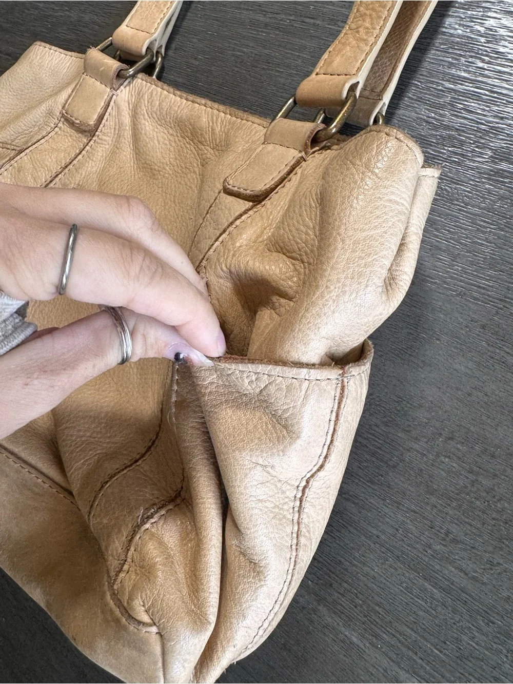 American Leather Co Tan Shoulder Bag Purse Satchel